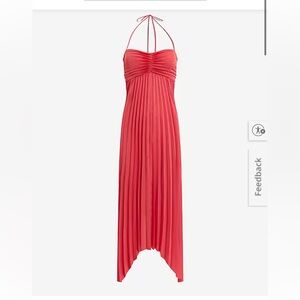Strapless Pleated Coral Maxi Dress